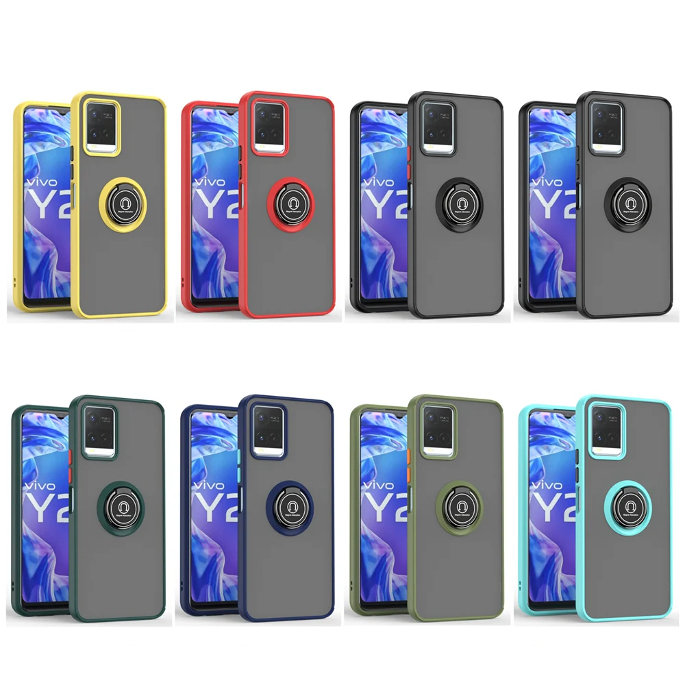 KEYSION Fashion Matte Case for VIVO Y21 T Y21S Y33S Y33T Transparent Ring Shockproof Phone Cover for VIVO V21 5G Y11 Y12_voghion.com