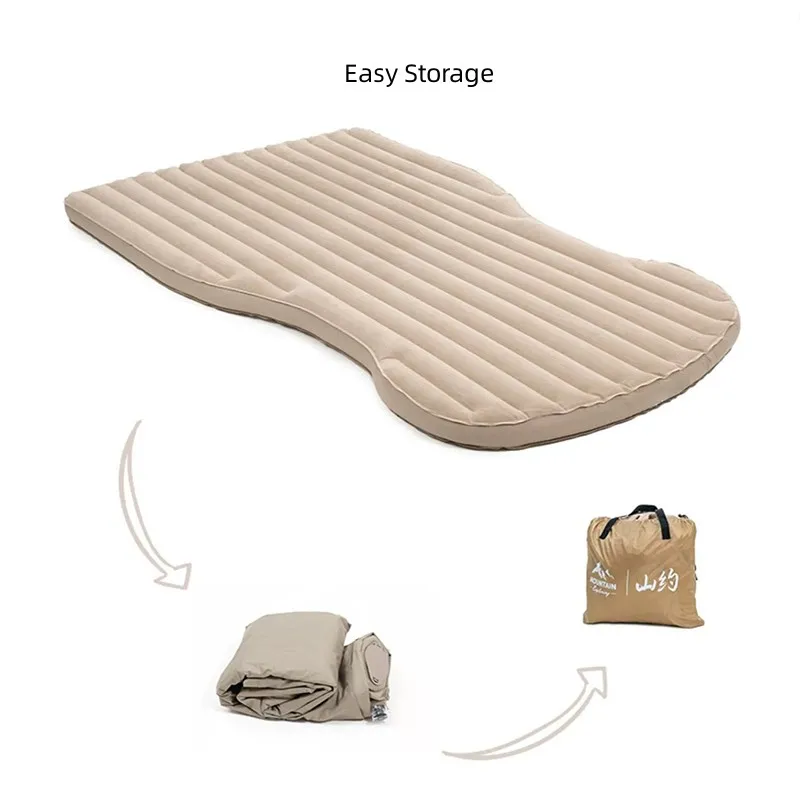 Tesla Model Y PVC Flocking Inflatable Mattress Folding Car Outdoor Travel Sleeping Bed Portable 10cm Thick Car Rear Seat Mat
