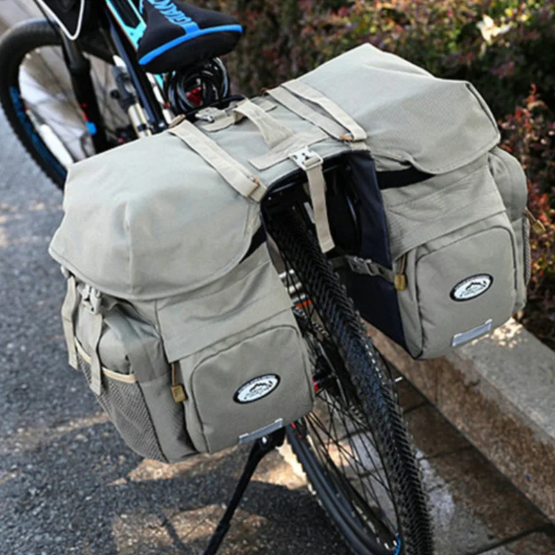 

50L Large-capacity Road Bike Rack Cycling Bag,Double Side Bicycle Tail Seat Bag Pannier With Rain Cover Waterproof Camel Bag