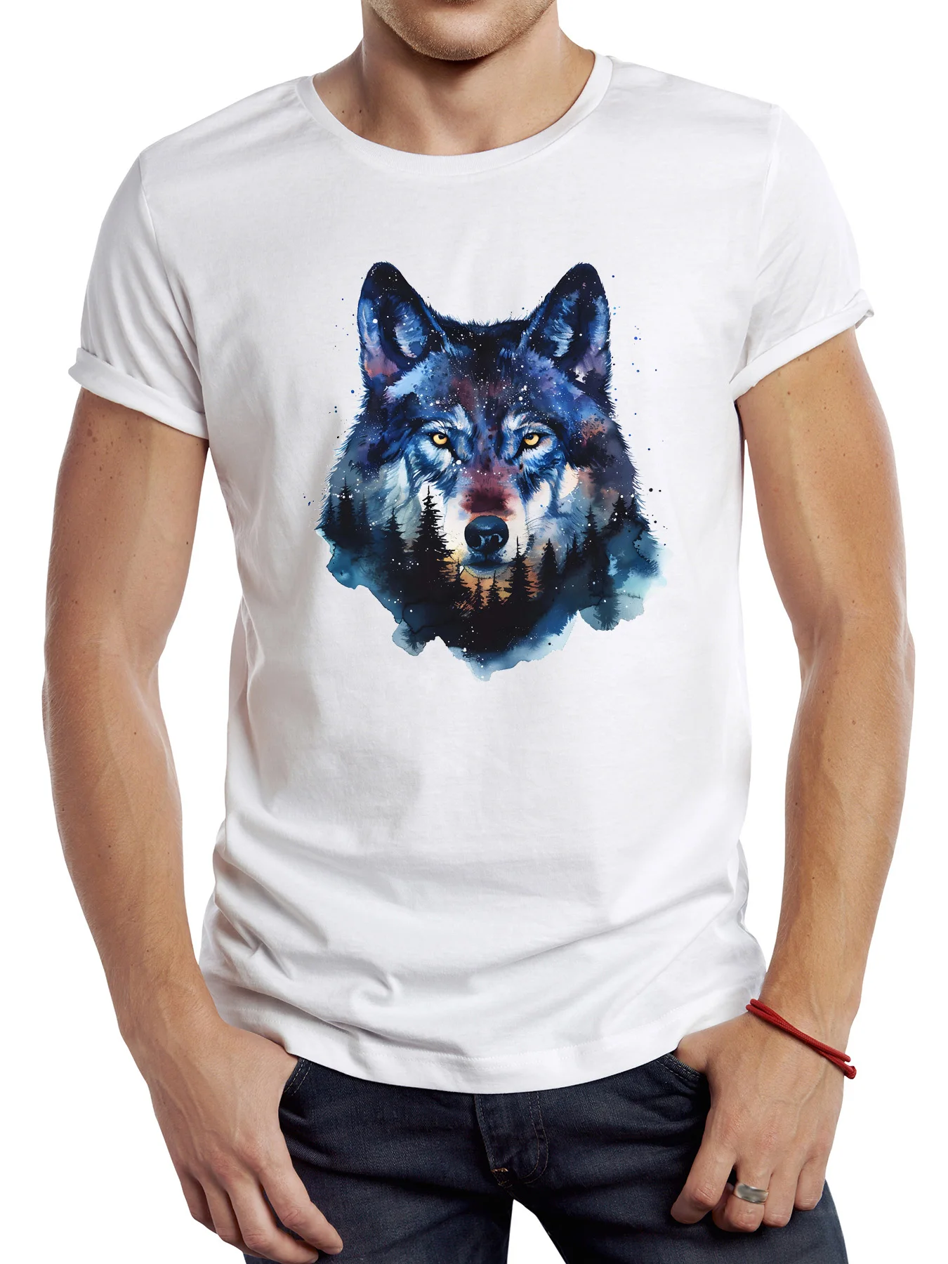 TEEHUB Kunst Nachtansicht Wolf Gedruckt T-shirt Grafik Casual Mann T Shirt Streetwear Hipster Hip Hop Lose Frauen T-shirts – Detail 1