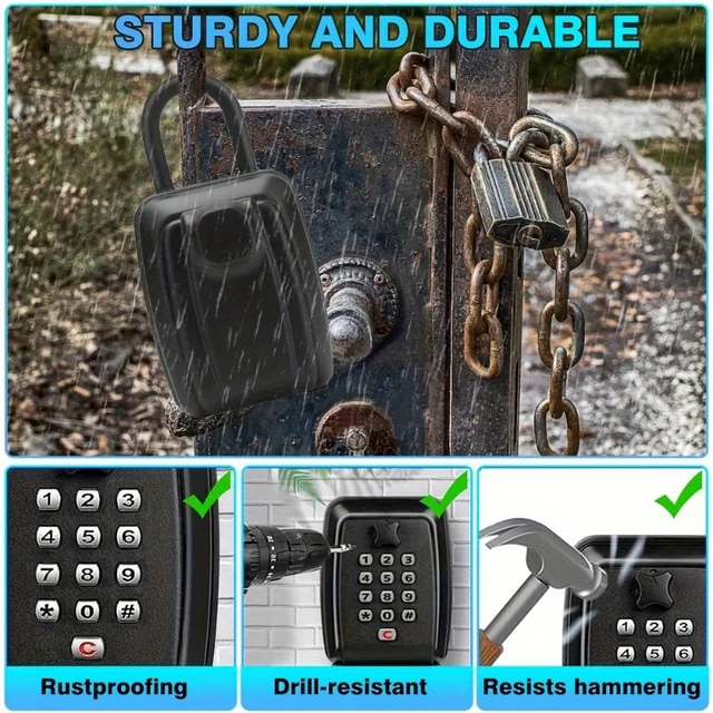 Hanging Key Lock Safe Secret Storage Box Password Security Lock No Key Required Home Office Key Portable Combination Box Storage 5