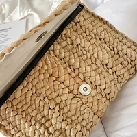 Corn Husk Weave Dinner Clutch Bag Women's Fashion Simple Solid Straw Large Purse Woman Summer Casual Vacation Ladies Wallet 2023 - Image 6
