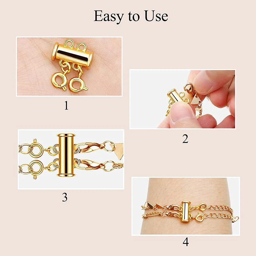 OHINGLT Necklace Layering Clasps Magnetic Slide Lock Clasp  Necklace Connector Multi Strands Slide Tube Clasps : Arts, Crafts & Sewing