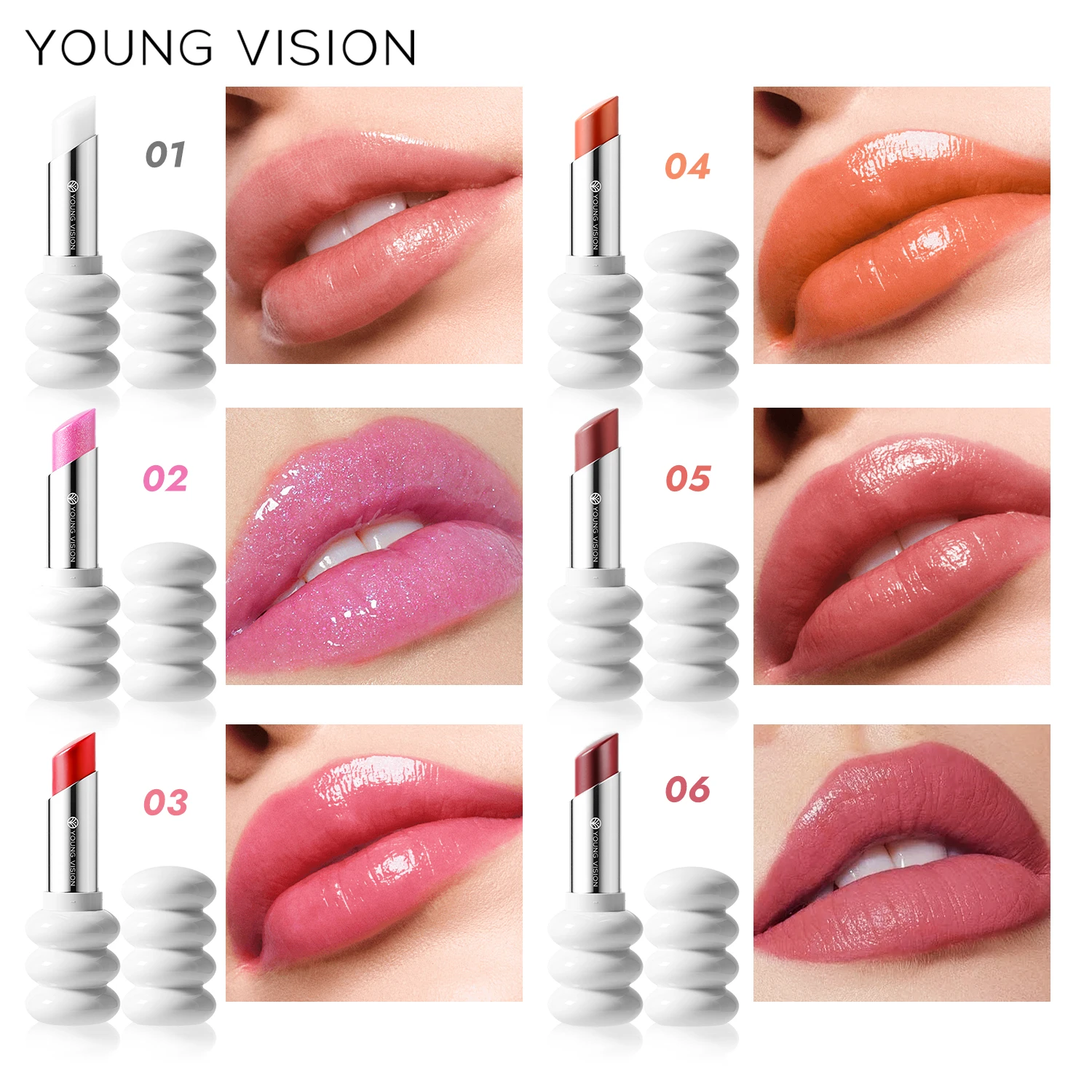 6 Colors Fine Shimmer Nourishing Light Lipstick Long Lasting Colors Easy to Apply Lip Moisturizing Lipstick