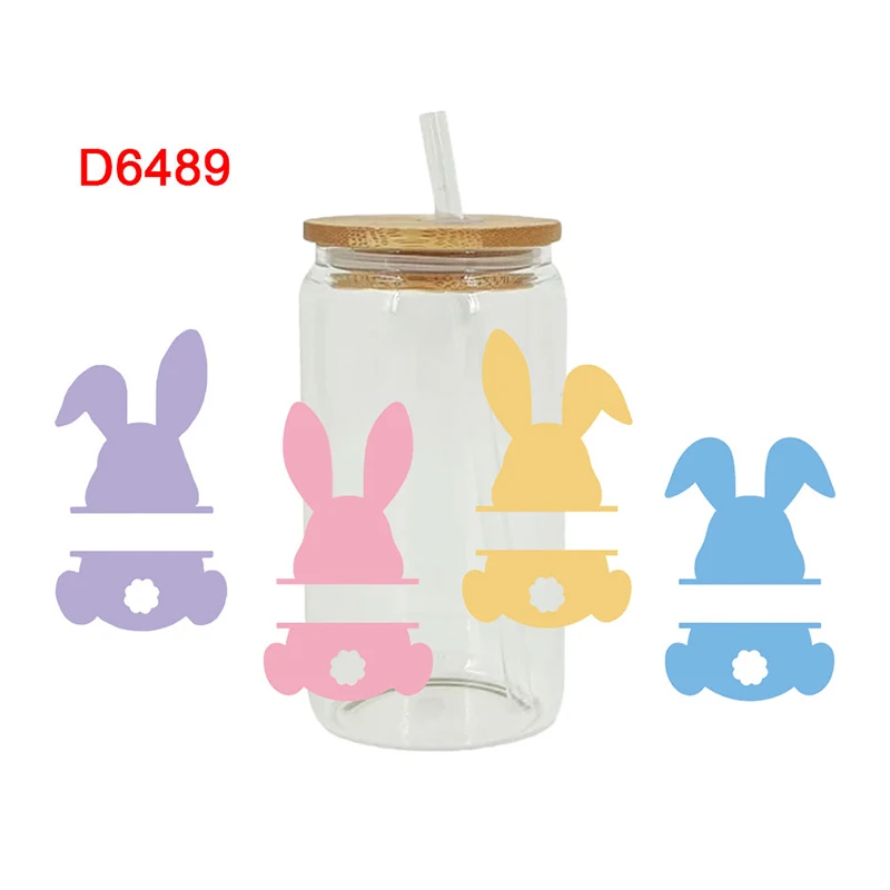 UV DTF Transfers Stickers Cup Wraps Bunny Happy Easter Printed for DIY Glass Ceramic Metal Leather 3D 16oz D6263 dtf transfer sticker