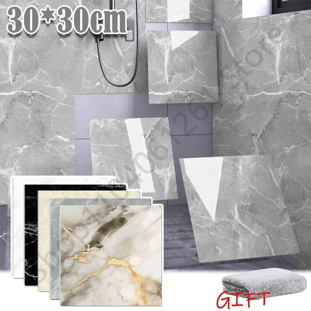 10-50 pezzi adesivi murali in marmo PVC adesivo per piastrelle ispessito autoadesivo adesivo per pavimento impermeabile per bagno cucina decorazione della casa 1