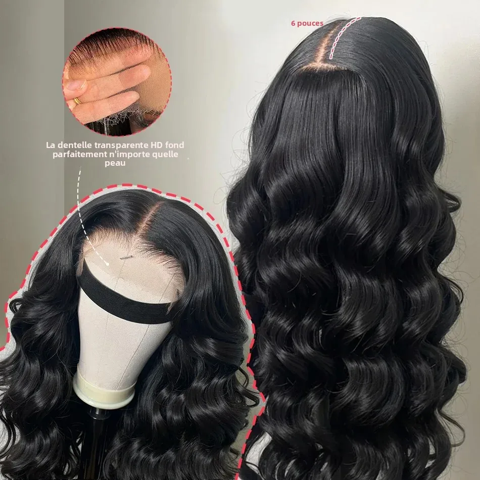 Perruques frontales en dentelle 13×4 13×6 en cheveux humains densité 250, Ondulation Body Wave, HD 5×5, Perruque frontale sans colle, Noir, Ondulation Loose Water, 40 pouces, avec closure, Prête à porter