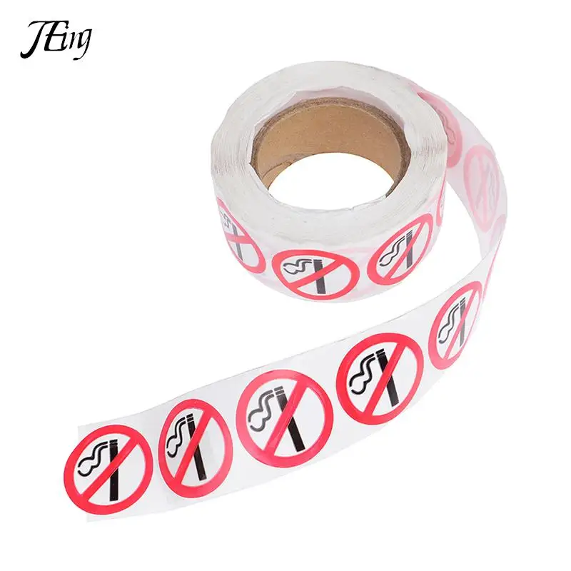 1 Roll of 500 Packs Coated Paper Sticker No Smoking Sticker Sign 1 Inch/2.5cm