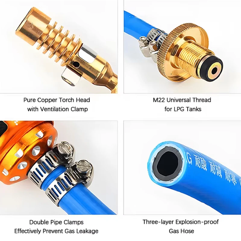 Liquid propane gas welding torch 2.5m flame Copper aluminum gun precious metal smelting gas torch welding torch