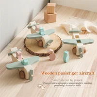 Baby Wooden Plane Toy Plane Model Manned Building Blocks Toy Woodiness Adornment Toy Blocks The Baby Educational Baby Toys Gifts 2