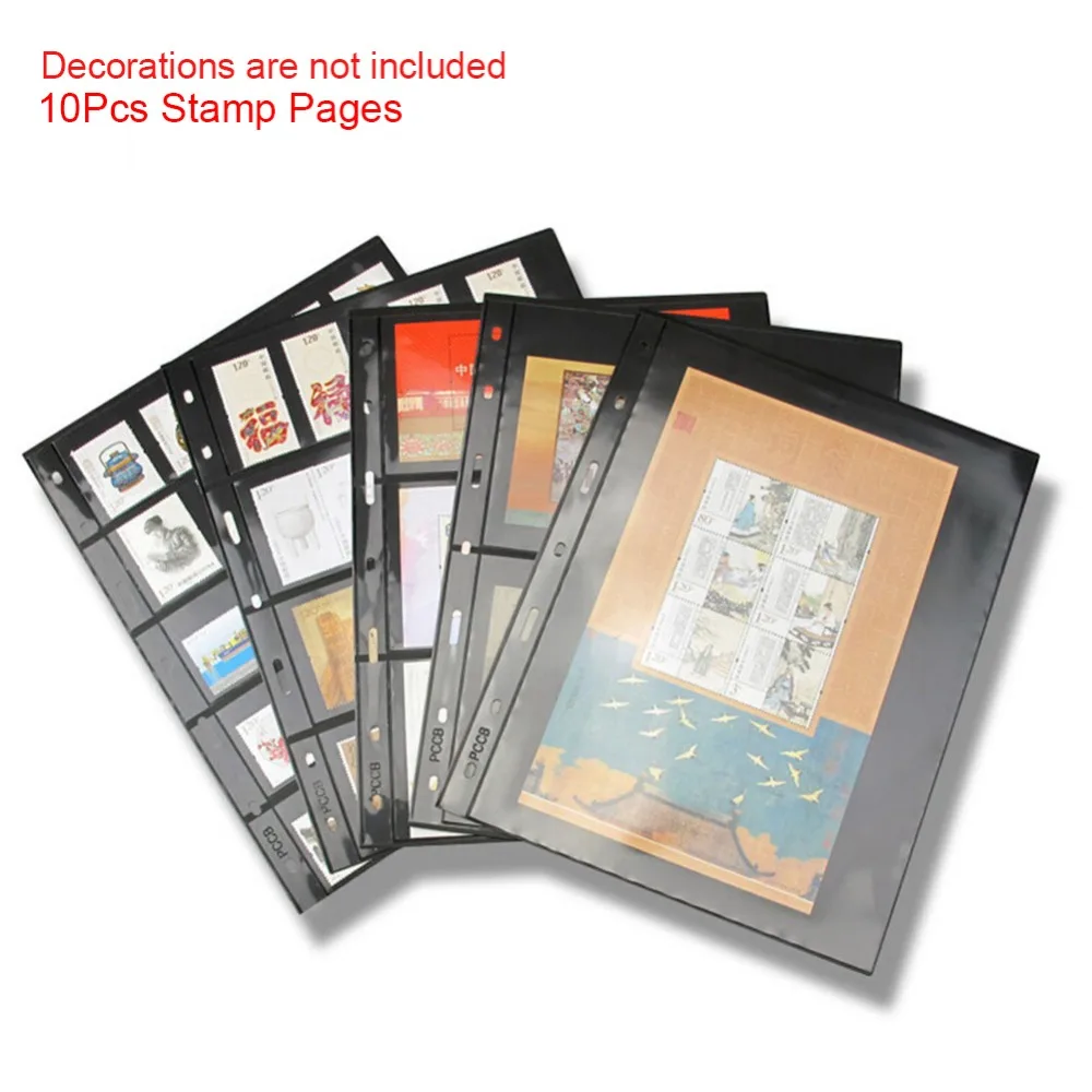 10pcs/lot Transparent PVC Double Sided Loose-leaf stamps holders Postacards Paper Stamp Pages Stamp Album