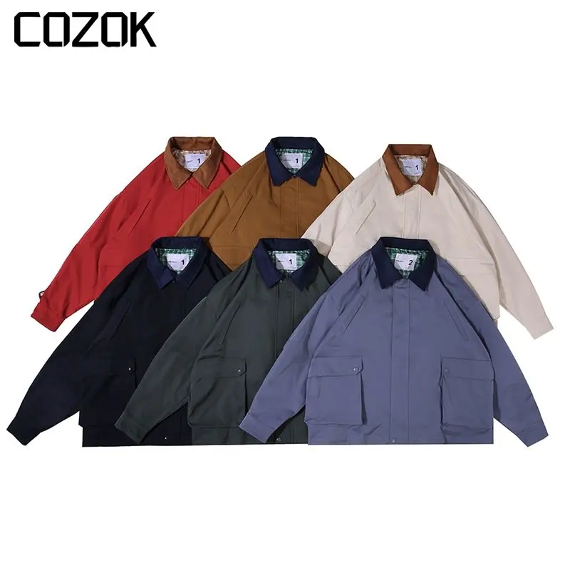

Spring Vintage Varsity Jacket Men Japanese Streetwear Fashion Loose Casual Cargo Jacket Sportwear Coat Oversize Coach Outerwear