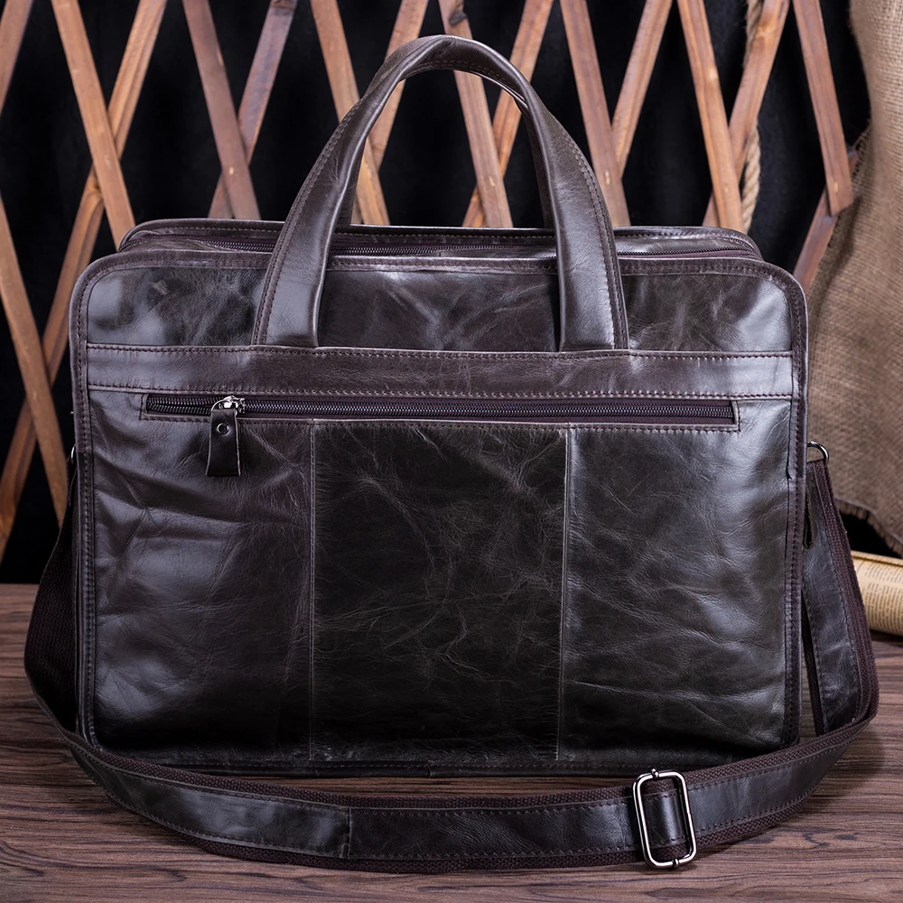 Cowhide Men's Briefcase Business Large Capacity Handbag