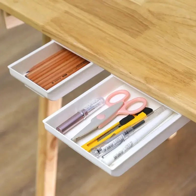 Under Desk Drawer Self Adhesive Storage Box Desktop Storage Box