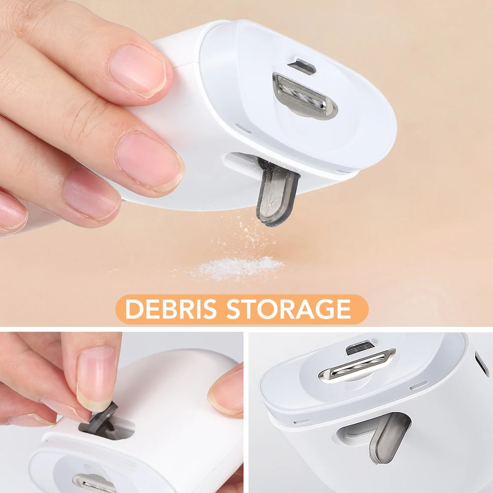 Electric Nail Clipper With LED Light Automatic Nail Polishing Grinder For Children Adult Nail Trimmer Portable Manicure Tools 4