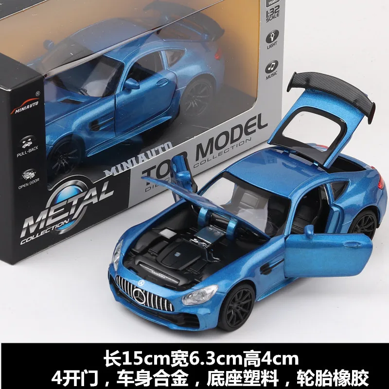 1:32 Mercedes Benz GTR AMG Sports car Simulation Diecast Metal Alloy Model car Sound Light Pull Back Collection Kids Toy A83 6