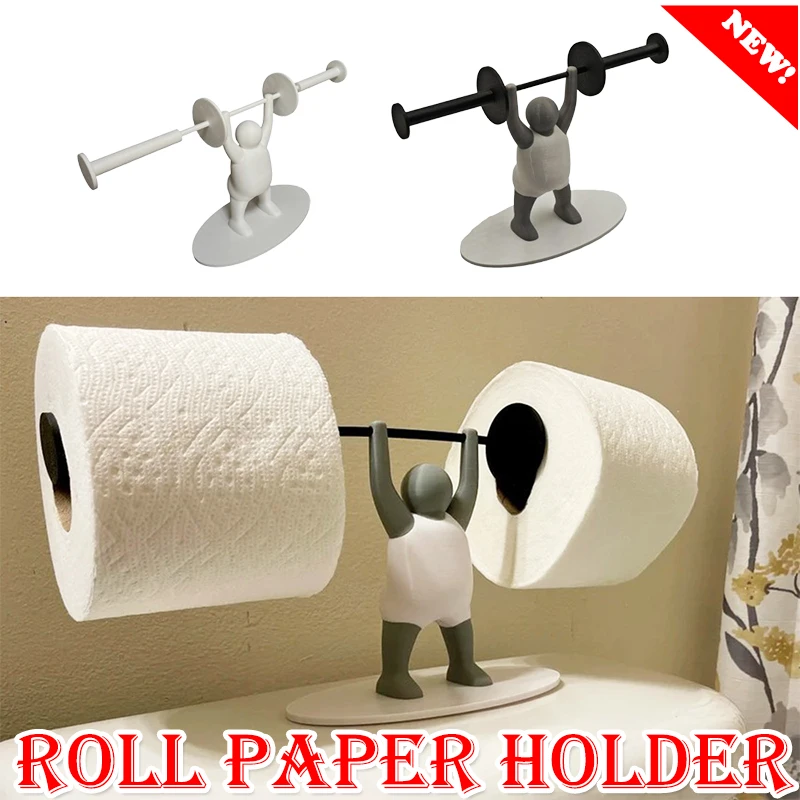 Paper Towel Holder Toilet Paper Holder Toilet Paper Rack Toilet Roll Holder Creative Weightlifting Figurine Toilet Roll Paper Holder 3D Printing Roll Paper Bracket Bathroom Decoration