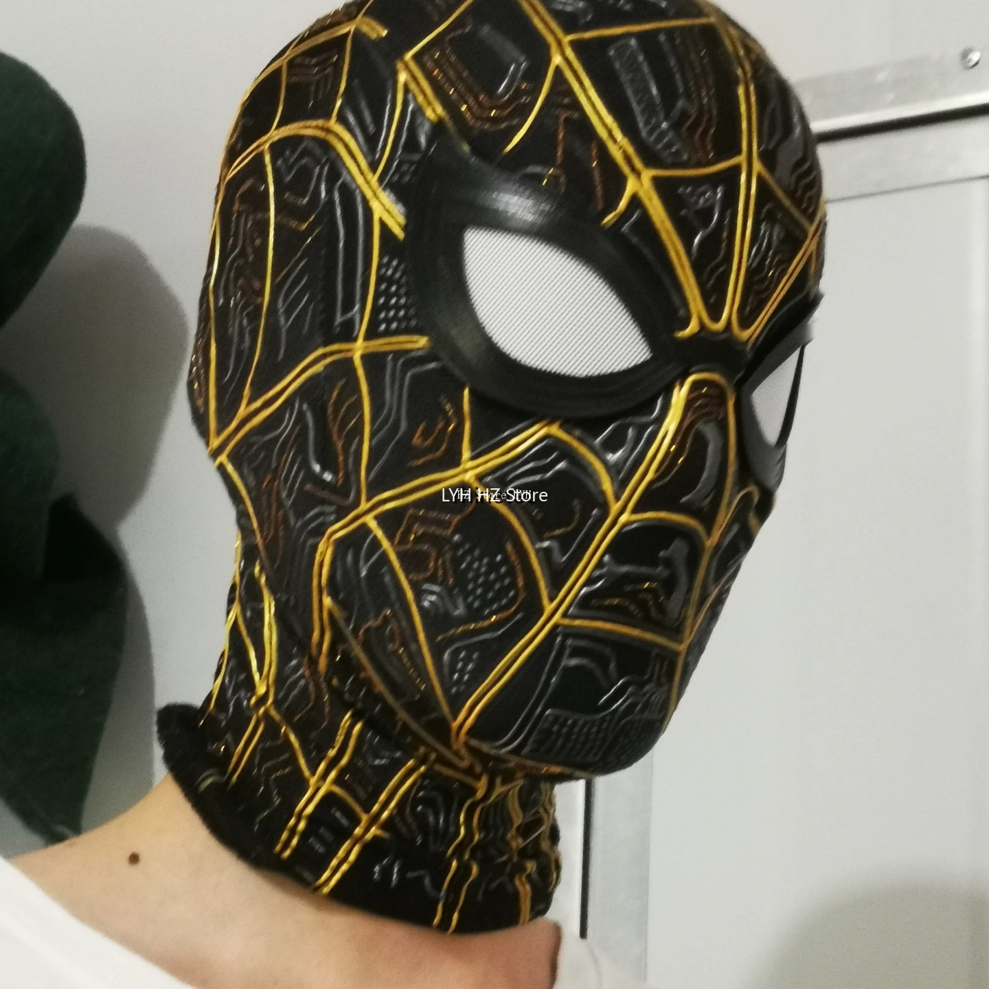 Marvel Spider-Man 3: No Way Home Black Gold Spider-Man Mask 1:1 3D 