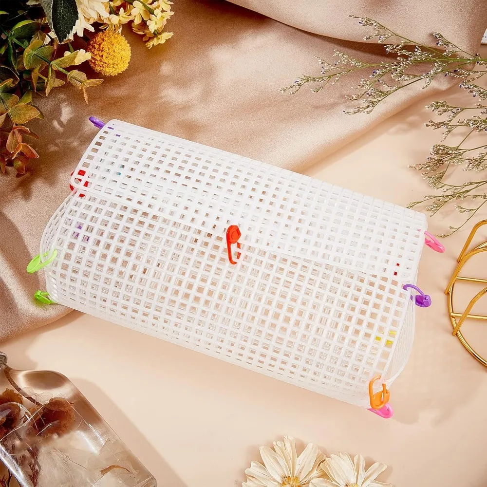 1 Set DIY Knitting Crochet Bags Kit Mesh Plastic Canvas Sheets Ribbon Set for DIY Craft Shoulder Bags Accessories Tool