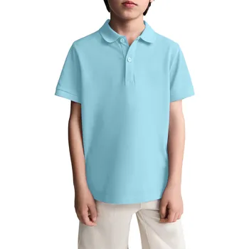 Polo casual da ragazzo camicia con risvolto a maniche corte maglietta sportiva leggera ad asciugatura rapida camicie uniformi scolastiche per bambini 6-11 anni 1