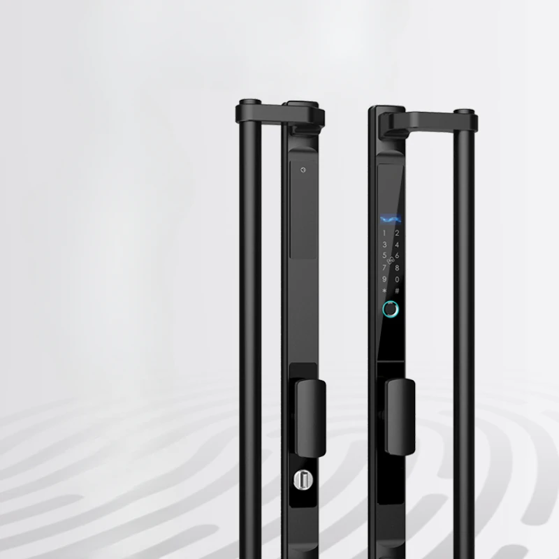 

Aluminum alloy fingerprint lock translational sliding door framed glass door outdoor waterproof card password smart lock