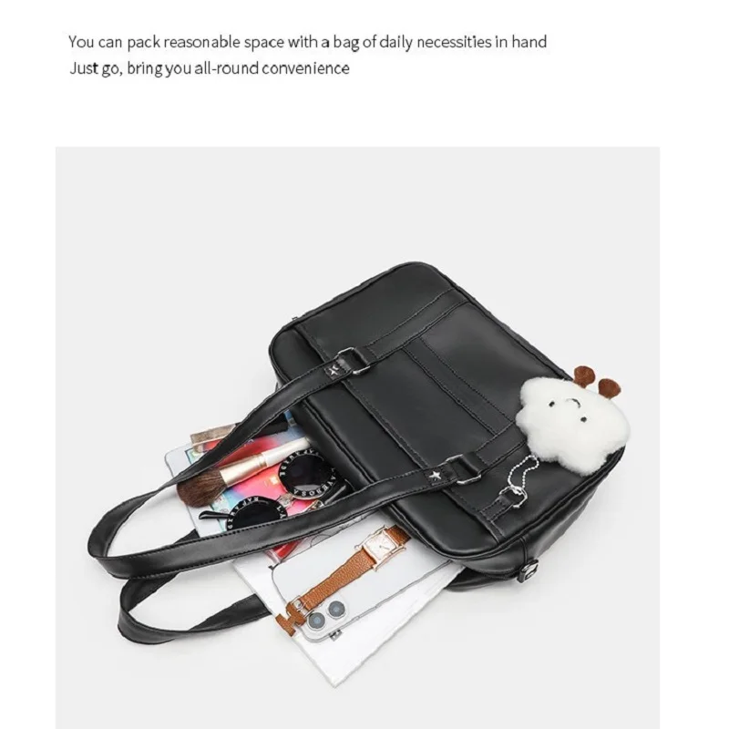 Fashion Japanese Style jk Uniform Bag girl shoulder Bag Women's Skew Straddle Commuter Female PU Leather Minimalist handbag