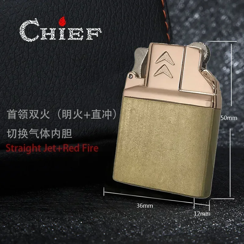 NEW Double Fire Switch Butane Lighter Brass Windproof Movement Gas Inflate Inner Insert Conventional ZP Replace Accessories 3