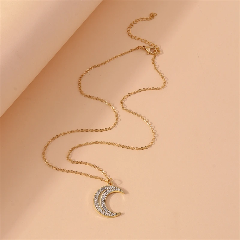 Modische Kristall-Mond-Stern-Halskette für Frauen und Mädchen, Party, Festival, Schmuck, Geschenke – Detail 9