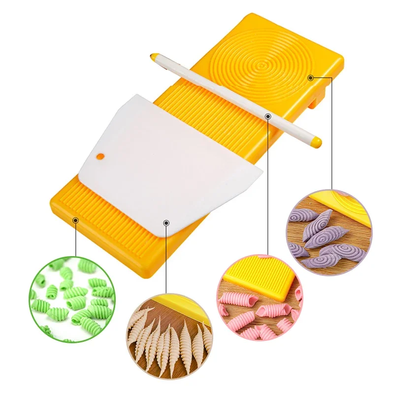 Plastic Pasta Macaroni Board Spaghetti Macaroni Pasta Gnocchi Maker Rolling Pin Baby Food Supplement Molds Manual Kitchen Tool