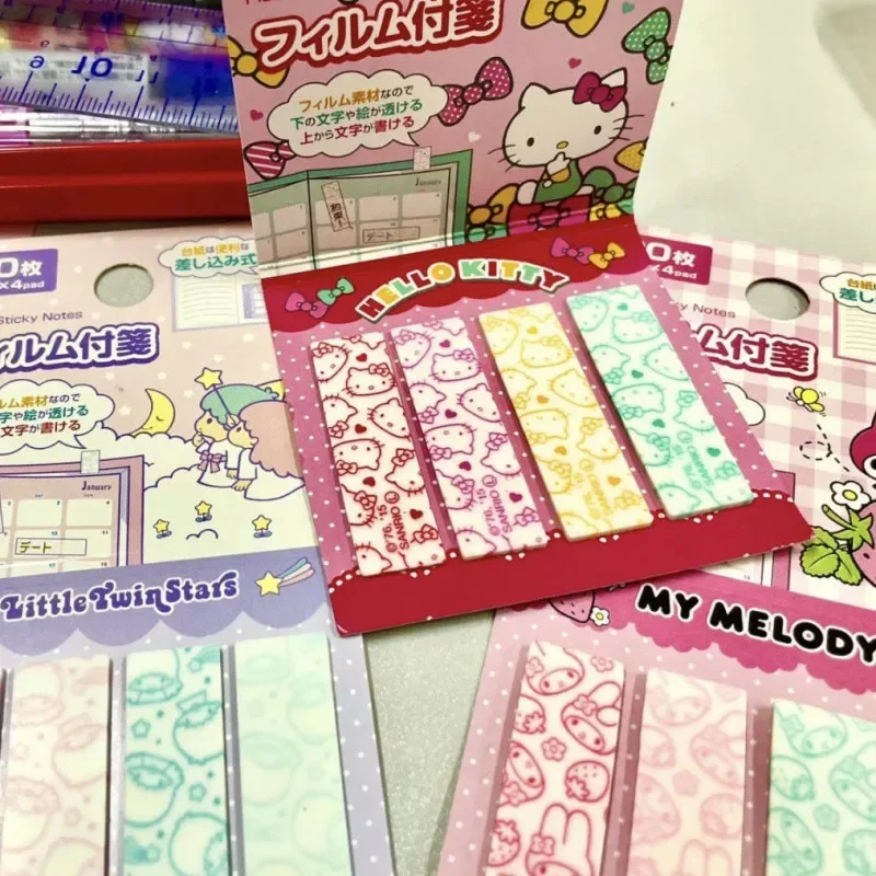 

Kawaii Sanrioed Post-it Notes Hellokittys Melodys LittleTwinStars Cute Print Bookmarks Stationery School Office Supplies Gifts