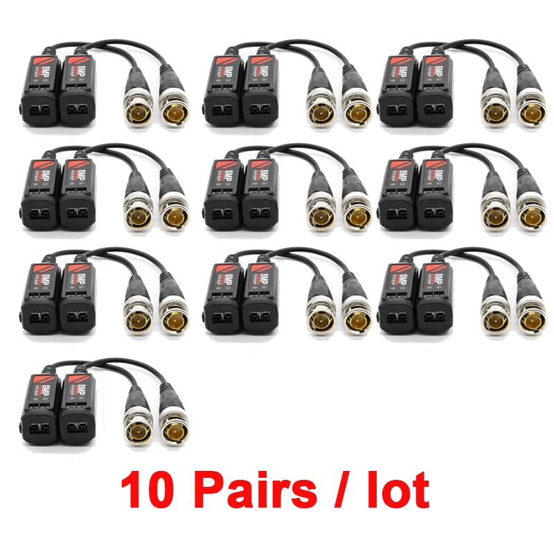 

10pairs/20PCS AHD/CVI/TVI 8MP 4K Twisted BNC CCTV Video Balun passive Transceivers UTP Balun BNC Cat5 CCTV UTP Video Balun