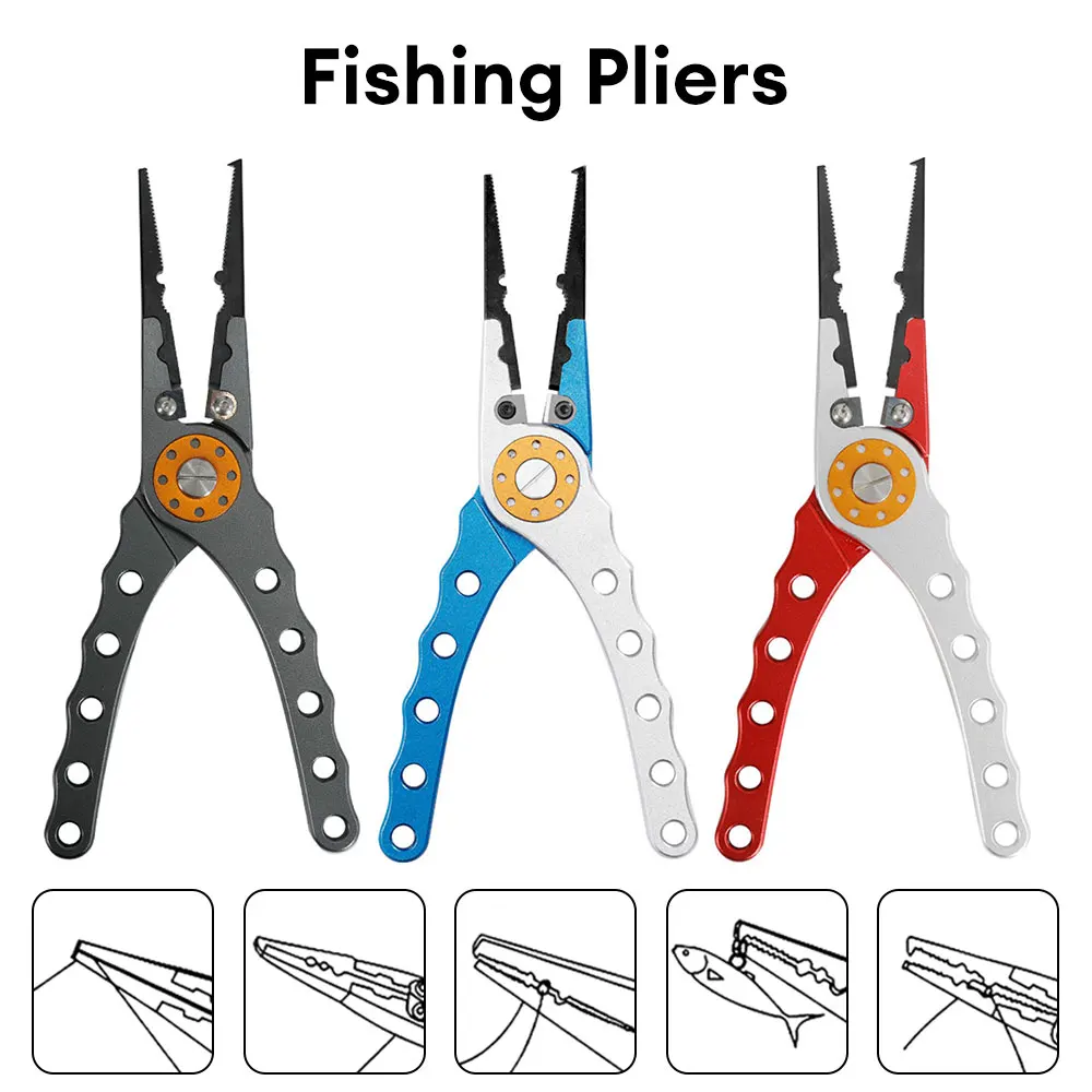 Lures Fishing Pliers Braid Line Wire Cutter Hook Remover Multifunction  Fishing Scissors Tongs With Miss Rope Spring-Assist Jaw