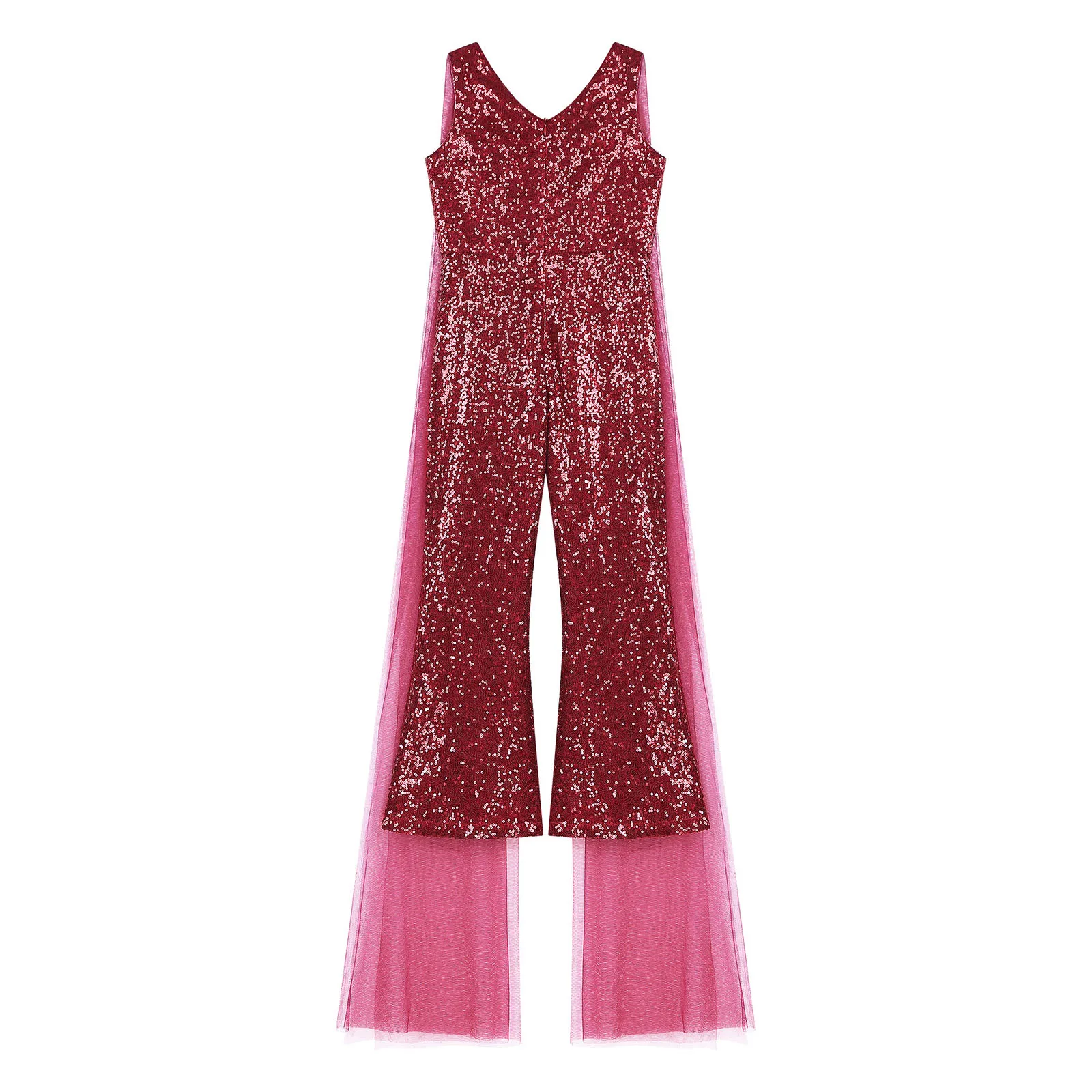 Kids Girls Shiny Sequined Jumpsuit Pants Full Body Romper