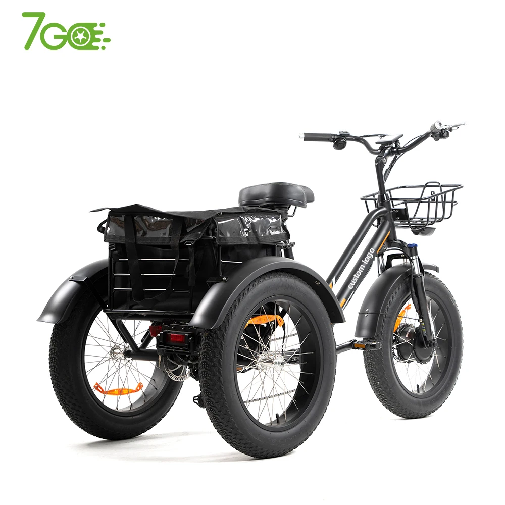 7Go 750w powerful Bafang rear motor electric tricycle 3 wheels e trike cargo bike fat tire electric trike custom 500w 750w 48v electric brushless geared motor kits for tricycle rickshaw bike 48v electric brushless geared motor kit