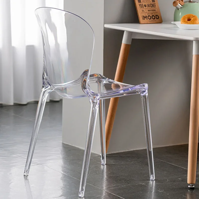 

Nordic Designer Plastic Dining Chairs Minimalist Modern Outdoor Backrest Chair Transparent Waiting Silla Comedor Home Furniture