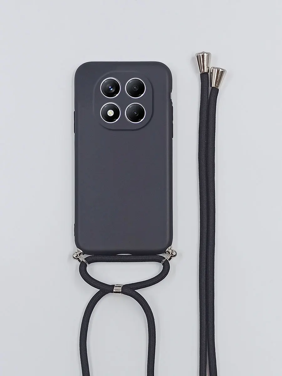 Silicone Matte Black Pink Crossbody Phone Case with Strap