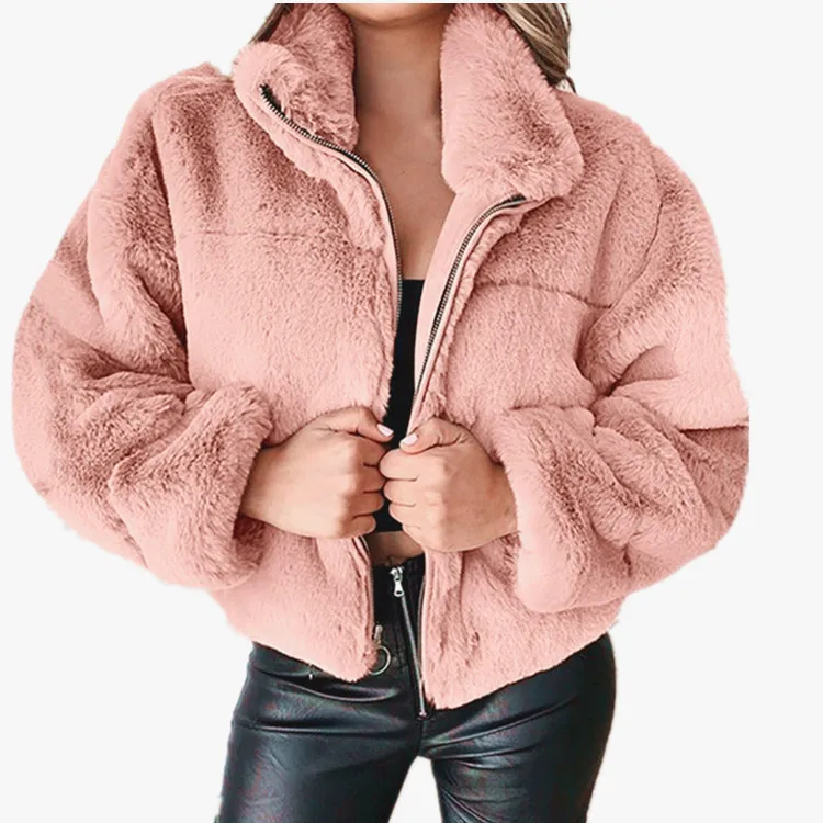 2023 Women's Autumn and Winter Fur Zipper Cardigan Plush Warm Coat