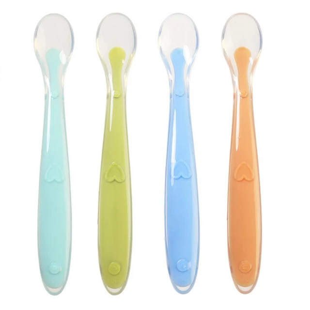 Baby Feeding Spoon 2 Pcs Silicone Baby Feeding Spoons First Stage Baby  Training Spoon Set Infant