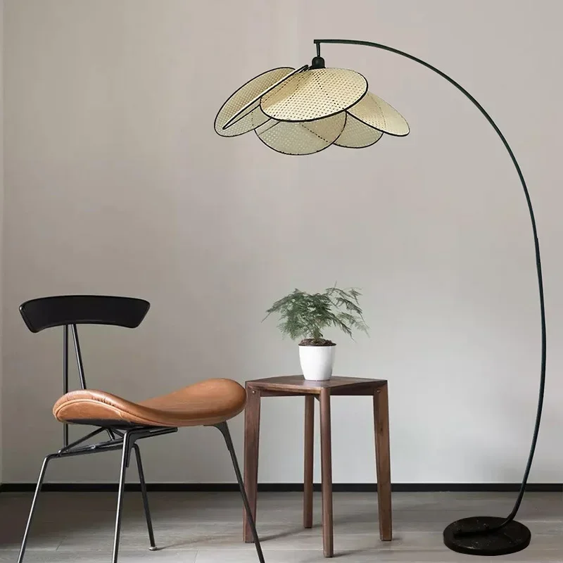 Modern Living Room Led Pendant lamp  Dining Room Leaf Grid Rural Hand Made Rattan Art Screen Chandeliers Bedroom Home Decor 2