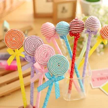 Stylos de couleur bonbon en plastique, 1 pièce, stylo à bille en forme de sucette, papeterie mignon Kawaii fournitures scolaires, stylos à Gel 0.5mm