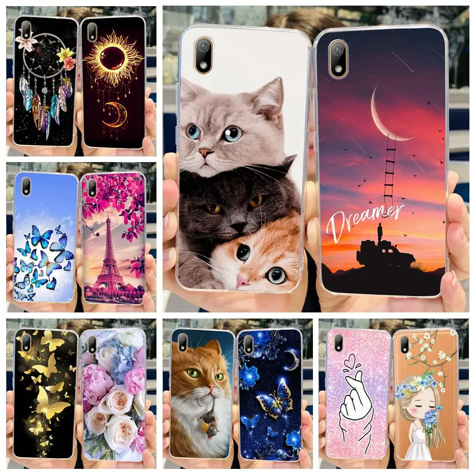 Чехол для Huawei Y5 2019, задняя крышка с милым котом, мультяшный Мягкий силиконовый чехол для телефона Honor 8S, Honor8S, Huawei Y5 2019, сумки