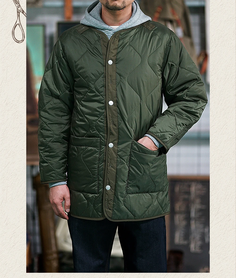 Description Picture 2 of itemMen's Quilted Jacket Plaid Thick Warm Military Casual Autumn Winter Streetwear Vintage Parkas