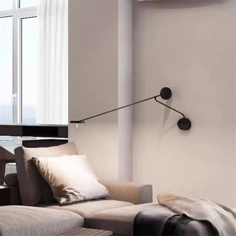 Invisible Wall lamp led Long Swing Arm Lamp black minimalist lamp Home Bedside Atmosphere Decoration Office study long pole lamp 3