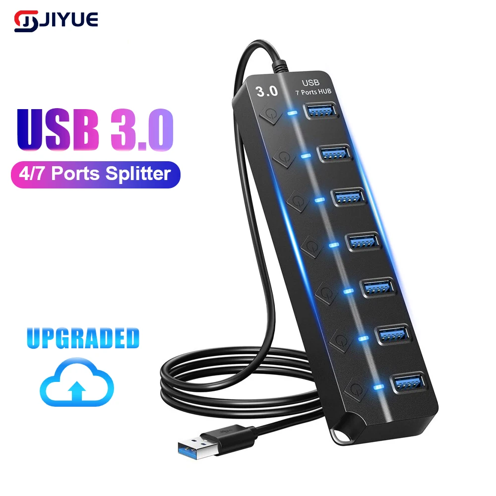 Hub Usb 3.0 Hub Usb 2.0 Hub Splitter Multi Usb Utilizzare Adattatore Di Alimentazione 4/7 Porte Hub Usb 3.0 Espansore Multiplo Con Interruttore Cavo D