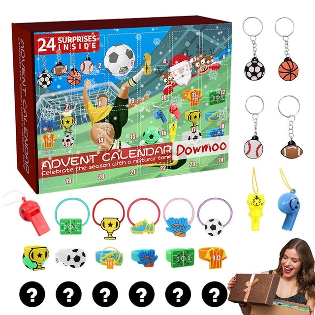 Calendrier de l'Avent de Noël avec des jouets de football de la