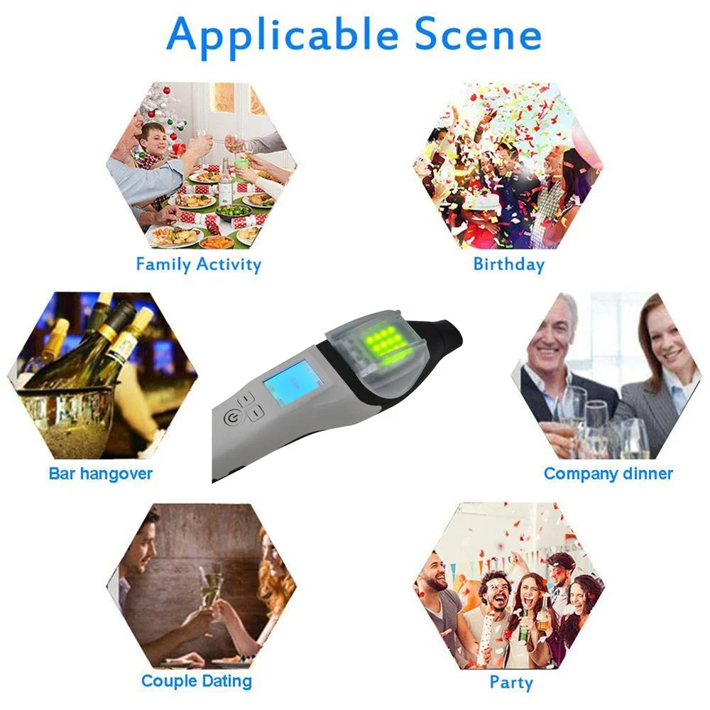 AT7000 Portable Breath Alcohol Tester Quick Response for Police Alcohol Test with Digital LCD Breathalyzer