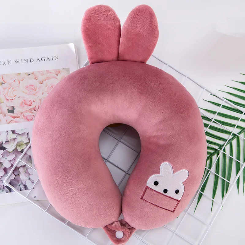 U-shaped Plush Pillow Cartoon Adult Children Neck Protection Pillow Driving Travel Students Lunch Break Nap Cushion 2