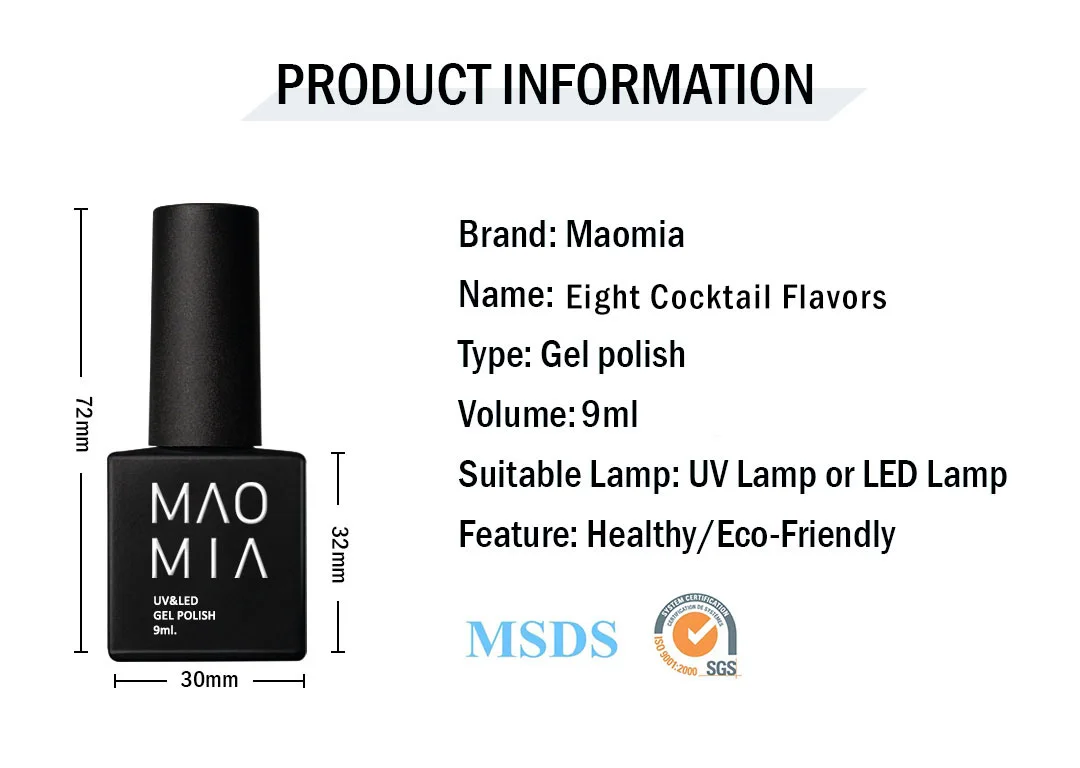 Description Picture 3 of itemGel Nail Polish Set Kit Semi Permanent Gel Varnish 8PCS Nails Art Polish Soak Off Uv Led Nails Box DIY Nail Base Coat Accesorios