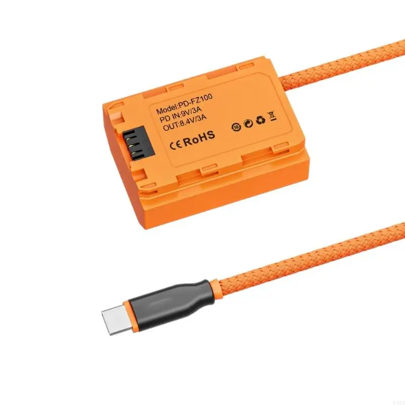 Dummy Battery Type-C Cable NP-FZ100 USB-C To FZ100 For Sony A9 A9R A9S A7R3 A7M3 A7S3 A7III A7RIII A7R4 A7M4 A6600 A7C FX3