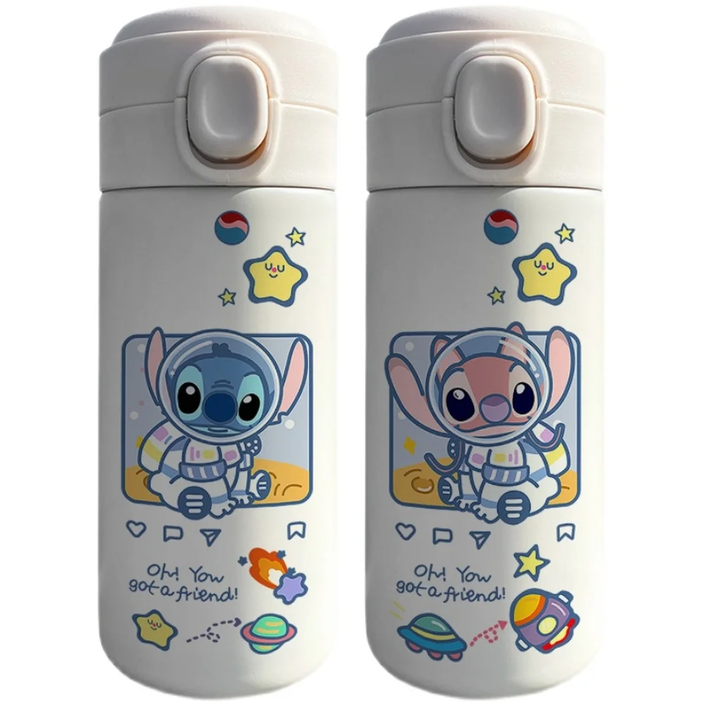 Disney Thermos Cup Stitch Cartoon Water Bottle 304 Stainless Steel Portable  Cute Vacuum Flask Couples Insulation Mug Gift 450ML